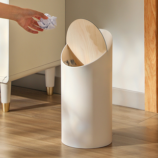 卫生间厕所垃圾桶家用客厅北欧风斜口垃圾篓子厨房翻盖塑料收纳桶