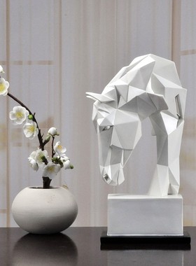 几何体美术素描静物绘画拍摄影陈列切面几何马头像摆件家居工艺品