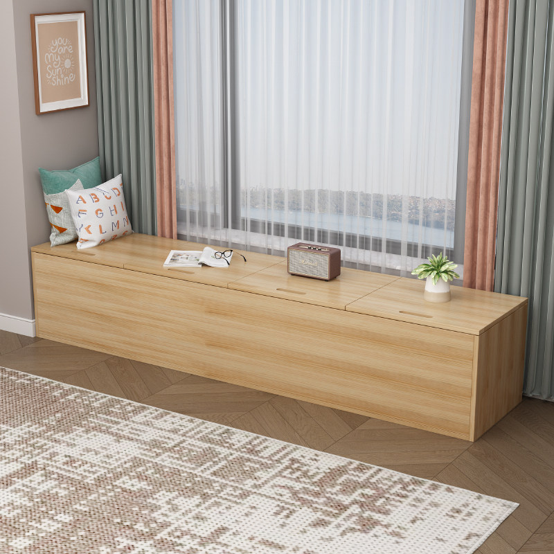 实木飘窗柜阳台柜上翻门储物柜平开门收纳柜卧室地柜矮柜多组合柜