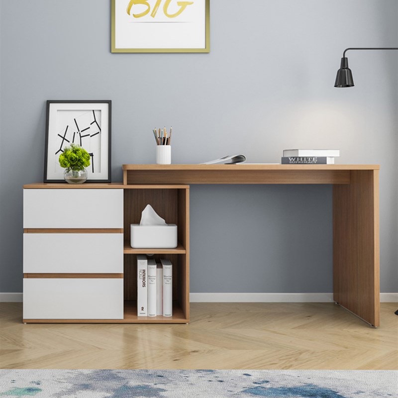 L型电脑桌原木色转角伸缩书桌简约家用卧室单人双人学习桌办公桌