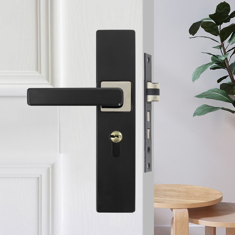黑色室内卧c室房门锁家用房间实木门把手锁具通用型小50锁静音门