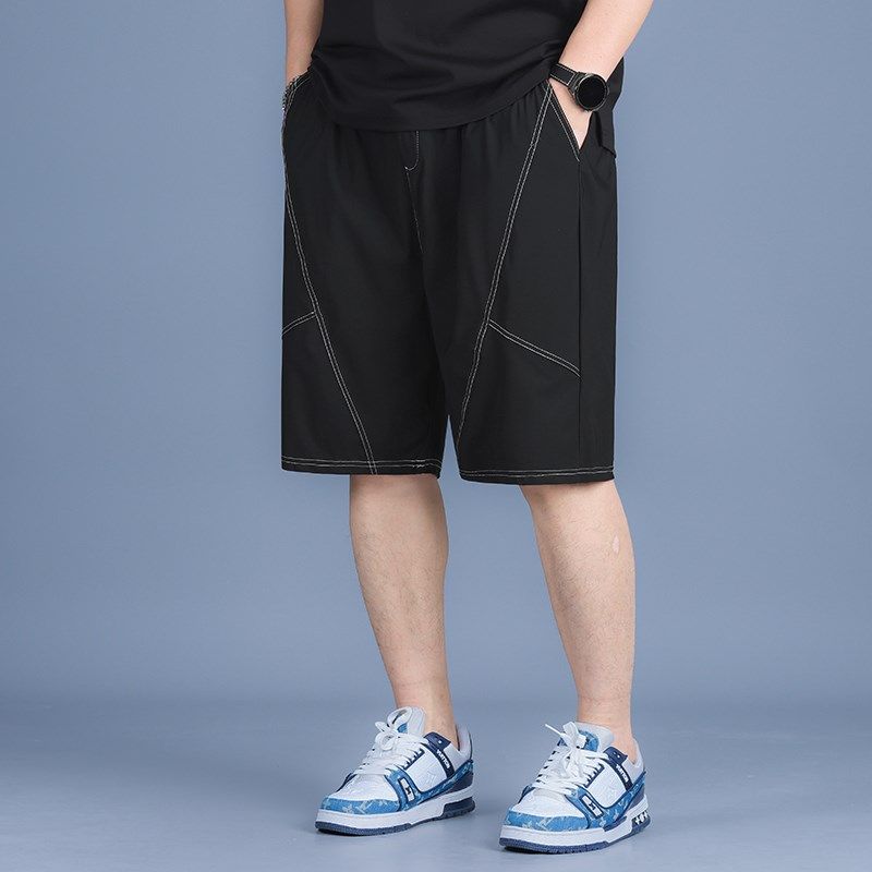胖哥夏季速干冰丝三角拼接白线短裤潮流宽松大码男装休闲运动短裤,男装,短裤,淘宝优惠券,粉丝福利购,淘宝优惠卷