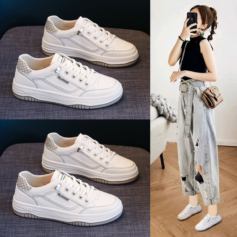 真皮小白鞋子女鞋春季2023新款百搭休闲舒适运动平底板鞋女款春秋,女鞋,深口单鞋,淘宝优惠券,粉丝福利购,淘宝优惠卷