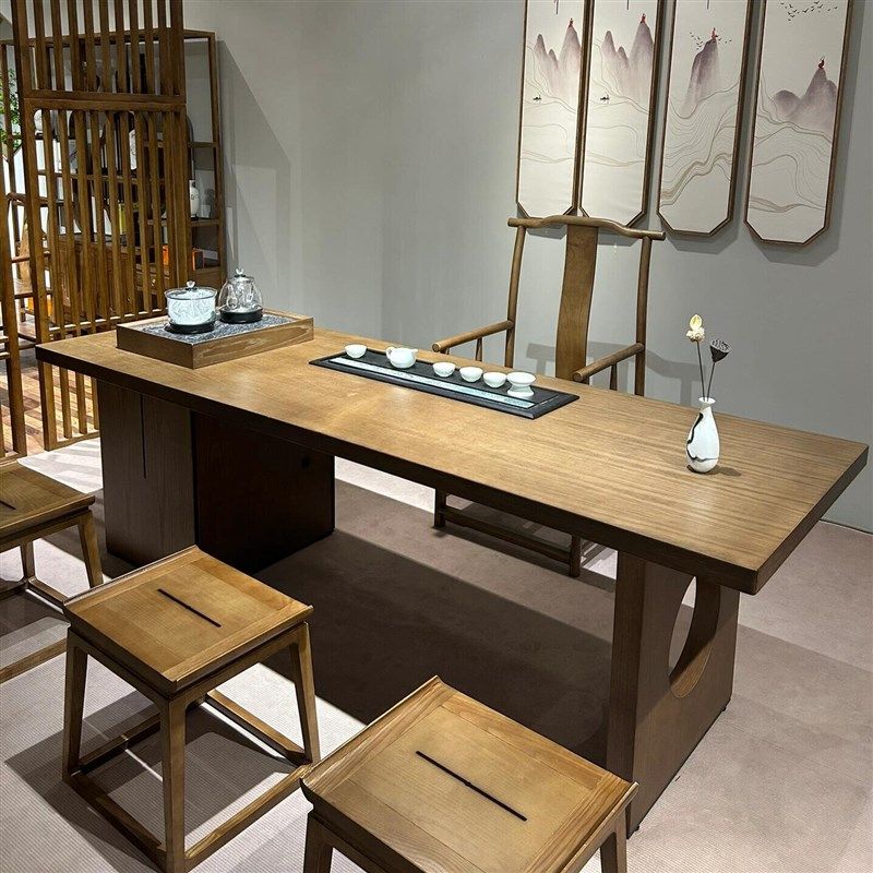 阳台岩板茶桌椅组合白蜡木客厅家用办公接待区泡茶桌禅意功夫茶室,住宅家具,家用茶台/茶桌,淘宝优惠券,粉丝福利购,淘宝优惠卷