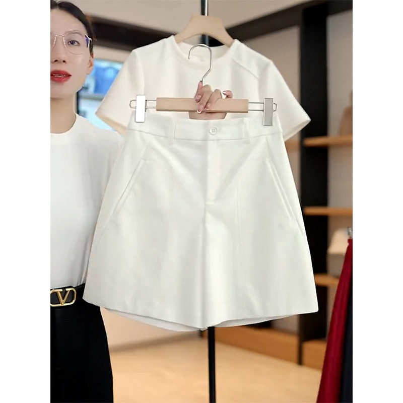 5分西装短裤女夏季薄2025新款高腰四分阔腿热裤休闲直筒五分中裤