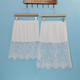 防走光衬裙蕾丝拼接冰丝打底裙中长款夏安全裙防透半身裙旗袍衬裙