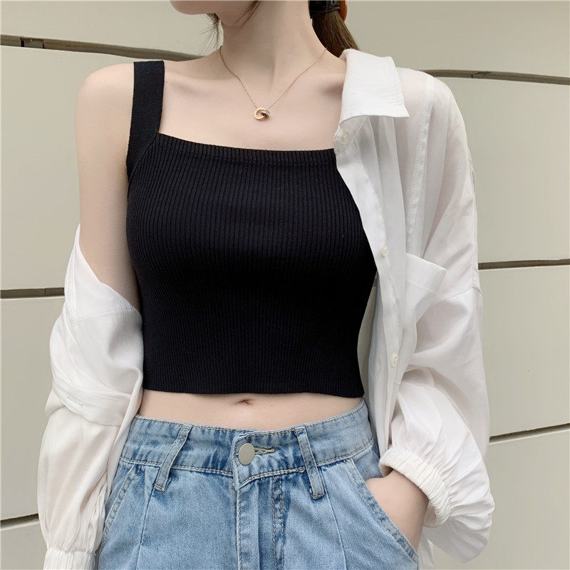 露肚脐针织吊带背心女夏外穿修身显瘦内搭打底衫短款冰丝无袖上衣,女装/女士精品,背心吊带,淘宝优惠券,粉丝福利购,淘宝优惠卷