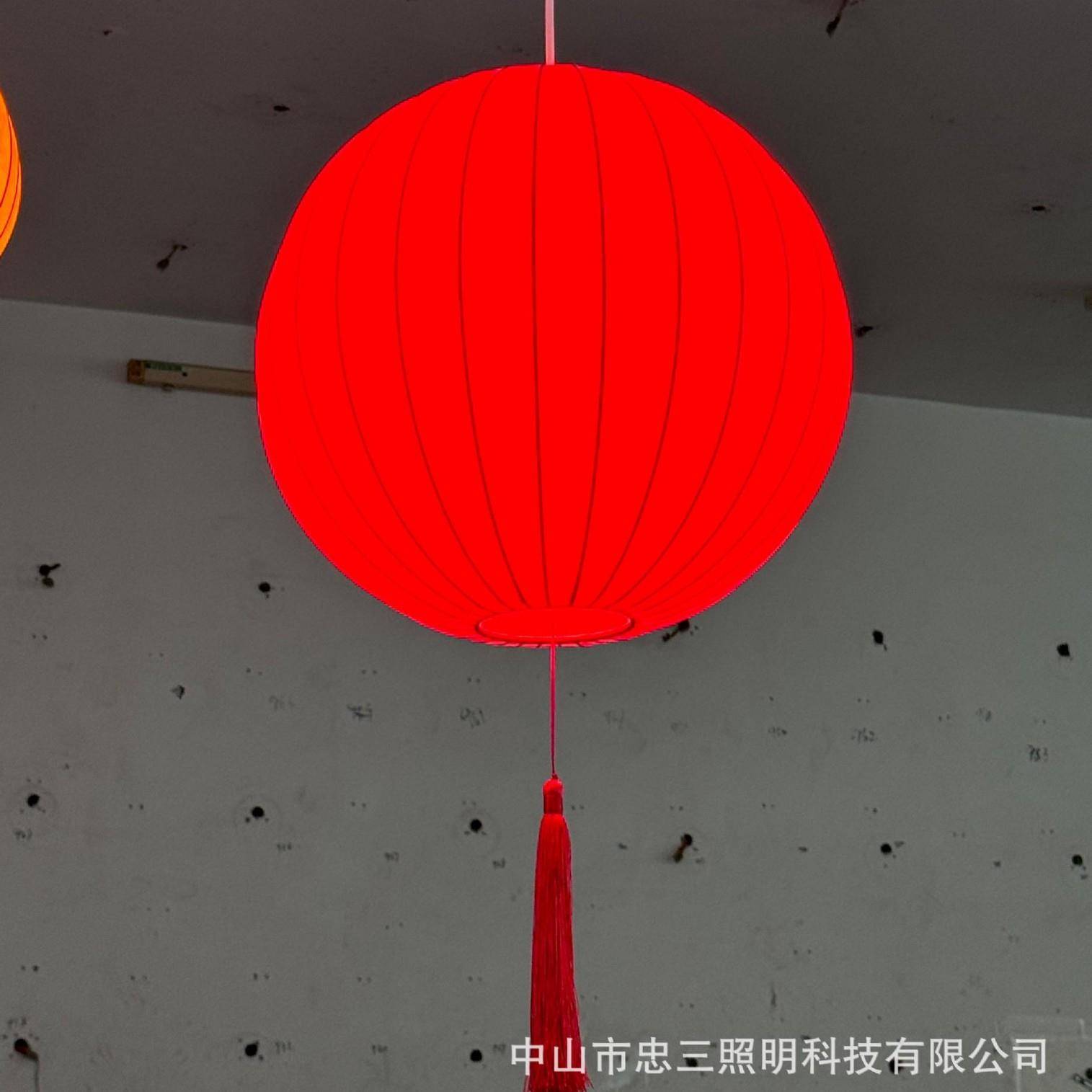 新中式圆中国古风红灯笼节日装饰美陈古街长廊户外防水圆形吊灯亮