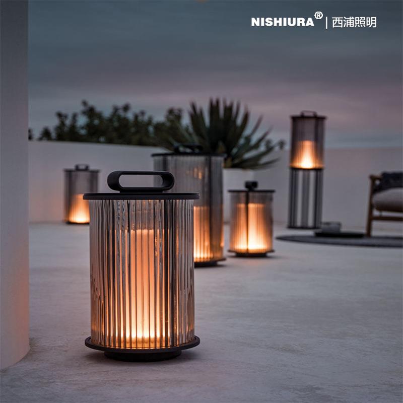 户外防水新中式太阳能庭院灯设计师款花园草坪灯玻璃民宿景观灯