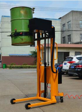 DA500铁桶塑料桶倒料叉车带气动泵升降堆高翻转车气动油桶倾倒车