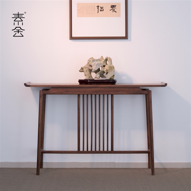 新中式黑胡桃木玄关入p户极窄条案实木中堂供桌客厅家用条几置物