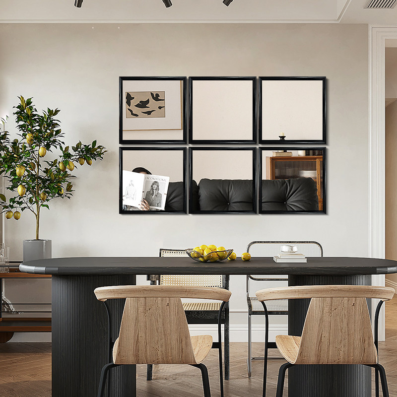 网红尼瑟达镜子实木方形格子镜餐边拼接镜子沙发背景墙组合装饰镜,住宅家具,装饰镜,淘宝优惠券,粉丝福利购,淘宝优惠卷