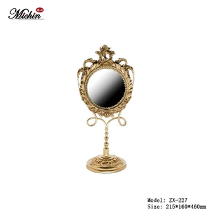欧式复古铜镜仿古纯铜台式镜子摆件奢华梳妆台化妆镜家用装饰品