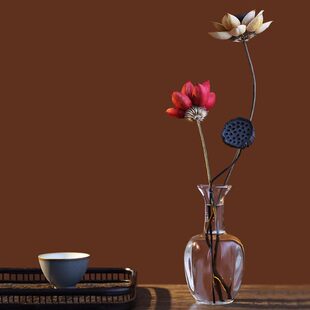 素功瑾礼中式透明小号床头玻璃花瓶插花水养水培客厅桌面禅意摆件