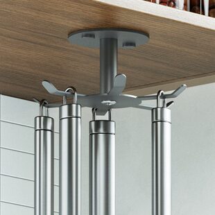 免打孔厨房橱柜顶旋转挂钩304不锈钢 厨具锅铲勺子收纳挂杆置物架