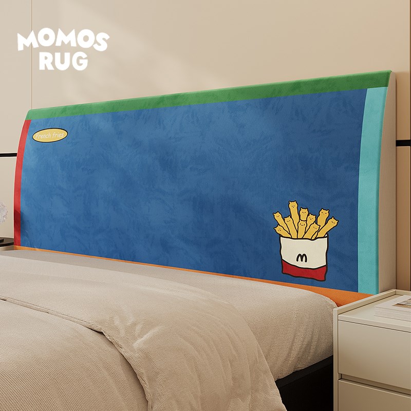 薯条汉堡床头罩家用卧室房间卡通可爱G百搭防尘保护罩床头靠垫套