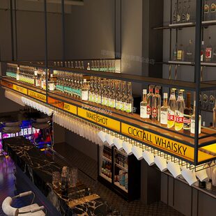 吧台吊架亚克力发光红酒杯倒挂式吊顶酒柜酒吧餐厅悬挂酒架置物架