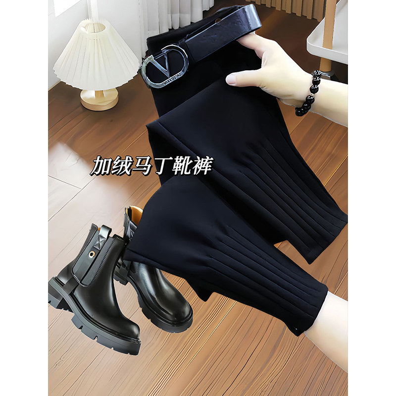 马丁靴裤女秋冬新款胖子