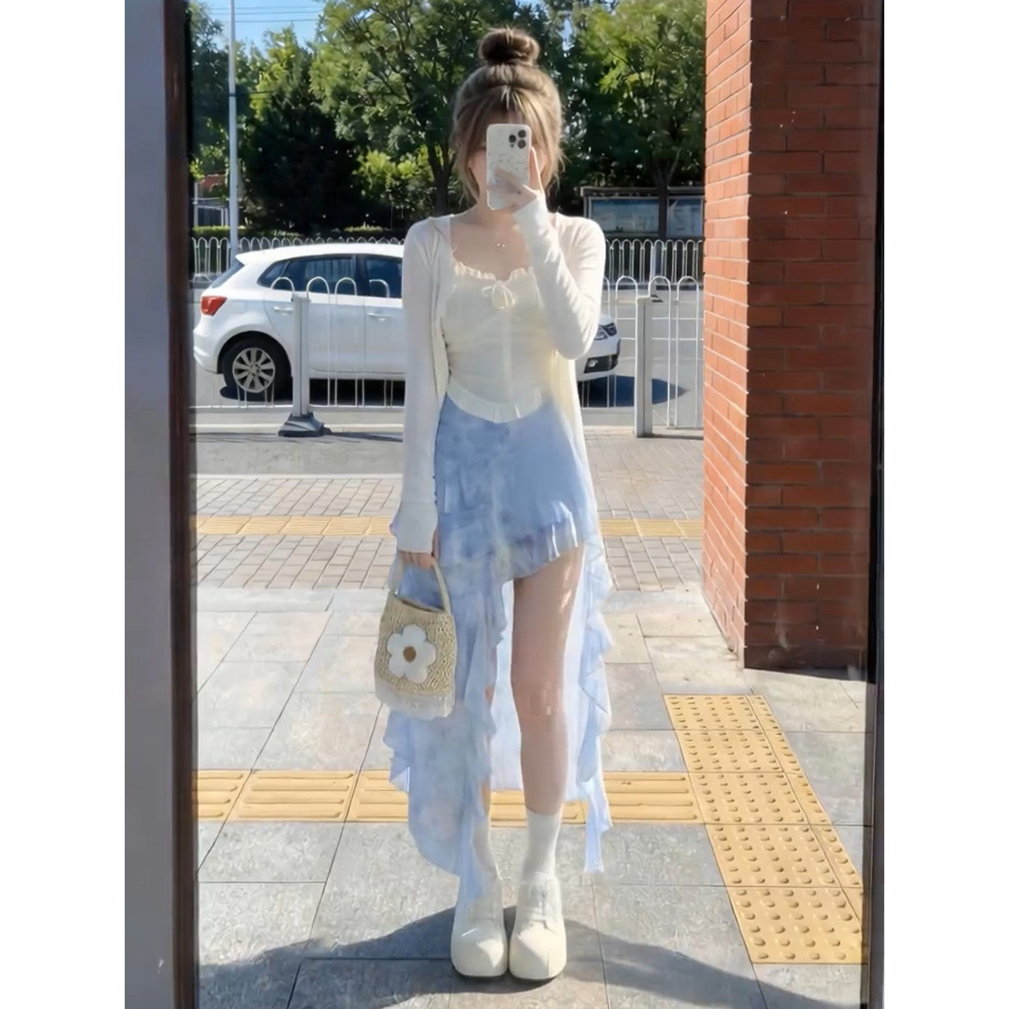 初夏季法式蓝色洋装子女2