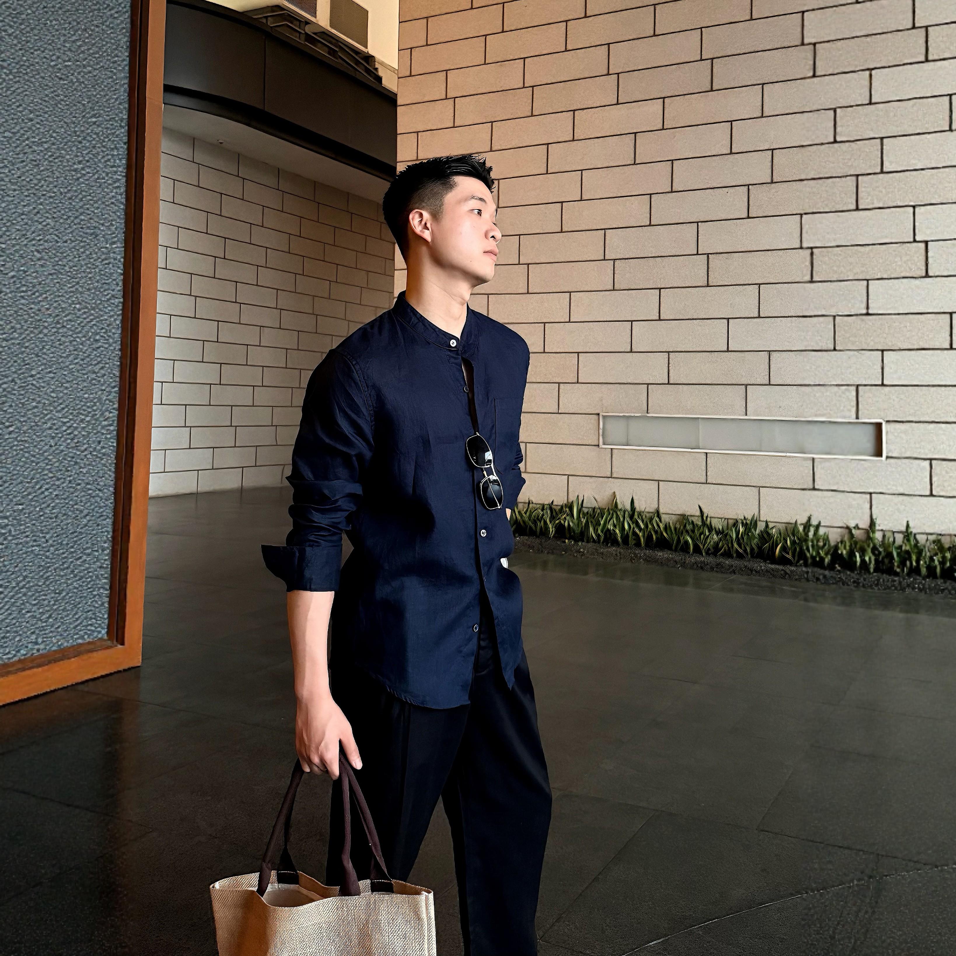 青年男士休闲慵懒风立领