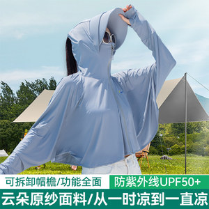 2025夏新款upf50+原纱型防晒衣女款薄抗UV防晒衫冰丝连帽外套