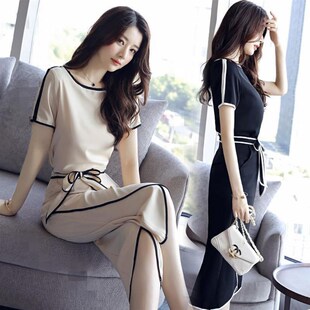 夏装新款女装夏矮个子显高气质早春潮洋气时髦套装两件套潮女