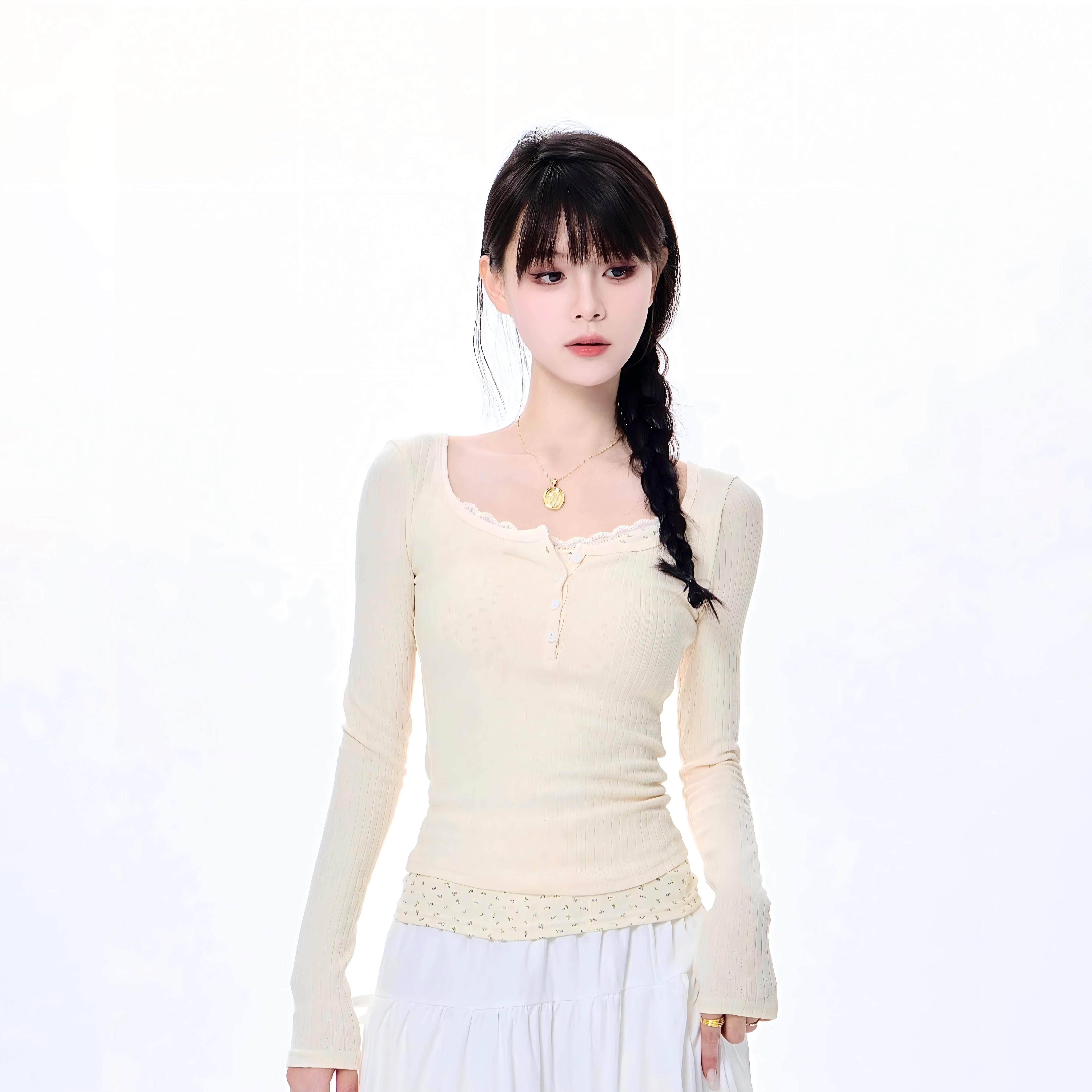 正肩长袖T恤女2026早春u