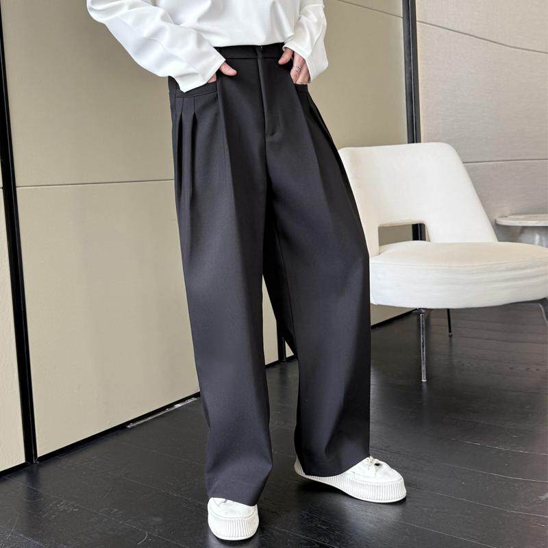 春秋男士纯色直筒西裤垂