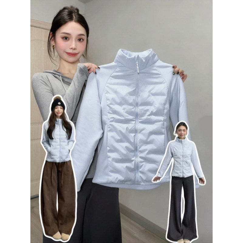 蓝色轻薄排骨羽绒服内里