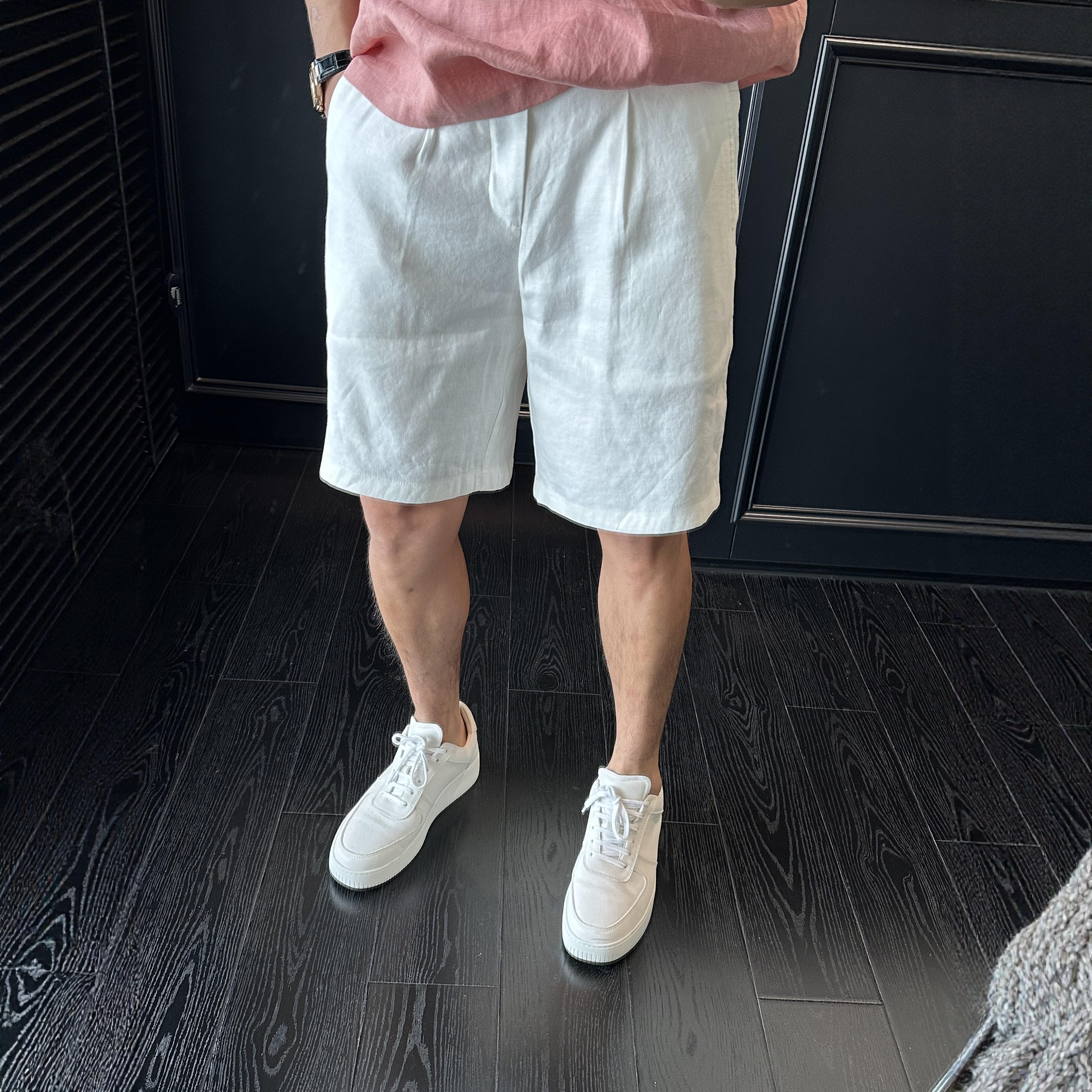 轻熟男士亚麻短裤老钱风