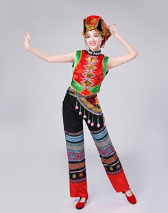 新品少数民族舞蹈服羌族彝族演出服民族服装表演服舞台装