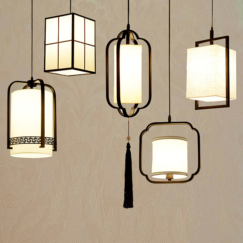新中式客厅床头卧室吊灯餐厅单头灯酒店禅意茶室阳台布艺装饰灯具,家装灯饰光源,客厅吊灯,淘宝优惠券,粉丝福利购,淘宝优惠卷