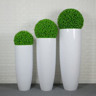 现代玻璃钢圆斗形落地大花瓶插花艺花器摆件家居样板房售楼处软装