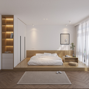 定制榻榻米床衣柜一体地台组合日式 踏踏米地台矮床平开门一门到顶