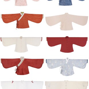 爆款汉服内搭交领上襦琵琶袖里衣马面裙搭配中国风印花对襟上衣女