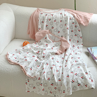 儿童睡衣亲子家居服宝宝睡袋妈妈睡裙亲子装夏季睡衣轻薄透气竹棉