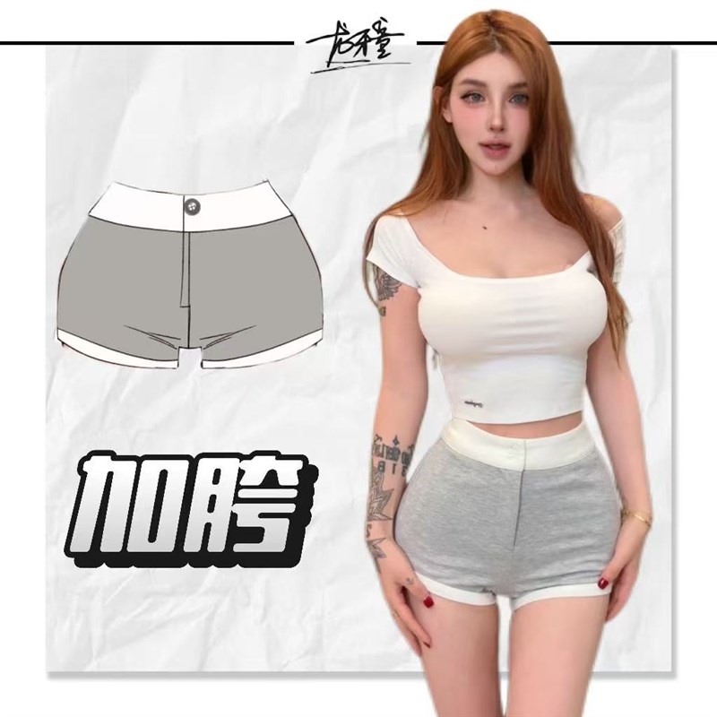 龙牙童推荐【加胯长腿buff】显瘦美式辣妹短裤运动健身短款时尚休图片