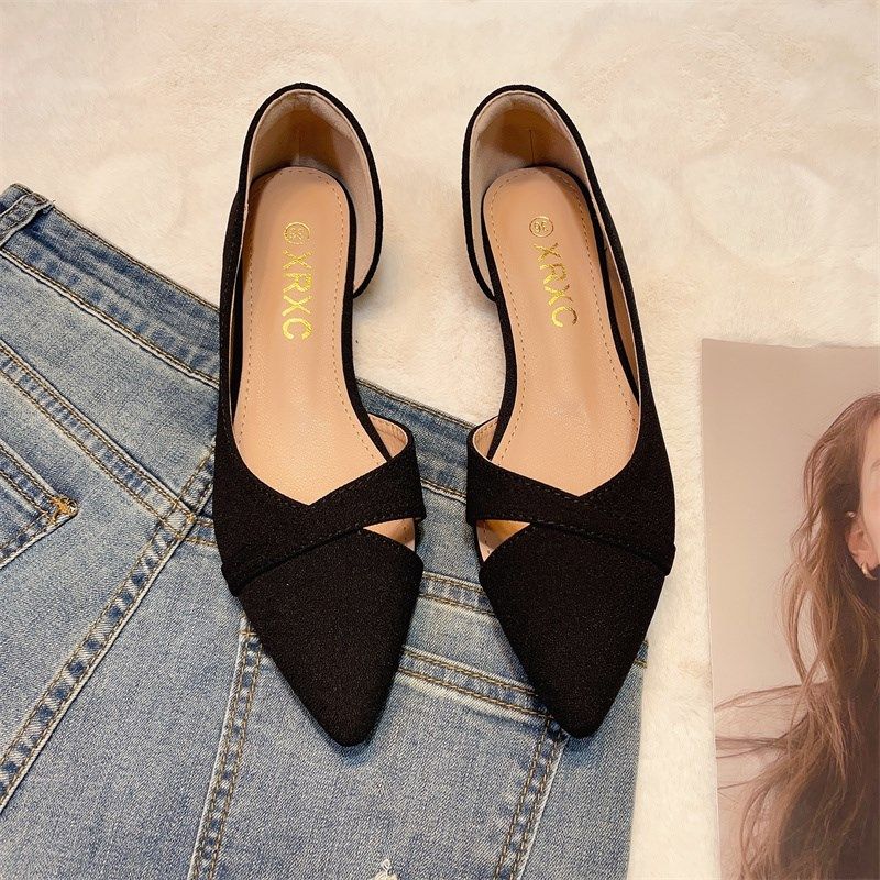 小众法式单鞋女平底透气工作鞋2025春新款黑色通勤女鞋夏包头凉鞋,女鞋,罗马凉鞋,淘宝优惠券,粉丝福利购,淘宝优惠卷