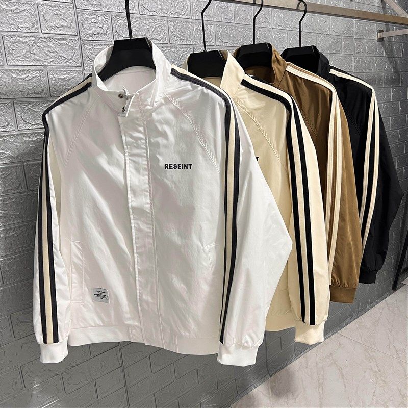 潮牌春秋季立领夹克男工装潮流宽松高级感休闲两杠拼接百搭外套男,男装,夹克,淘宝优惠券,粉丝福利购,淘宝优惠卷