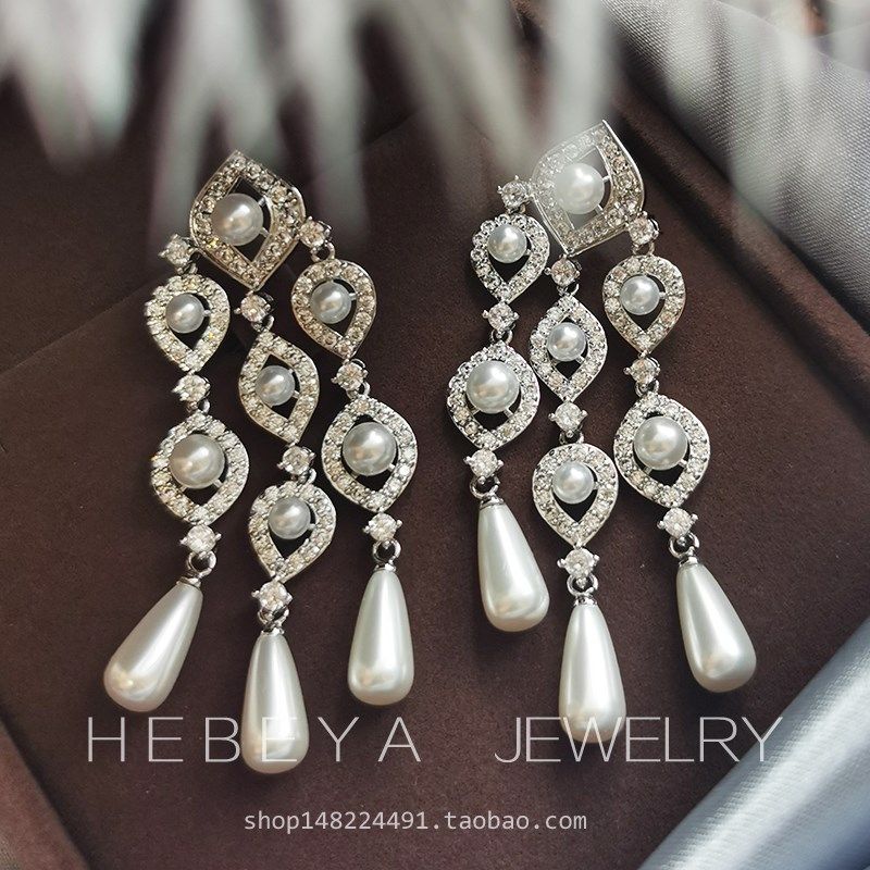 异国情调~美貌显脸小夸张奢华 珍珠流苏长耳坠~婚纱礼服晚宴耳环,饰品/流行首饰/时尚饰品新,耳环,淘宝优惠券,粉丝福利购,淘宝优惠卷