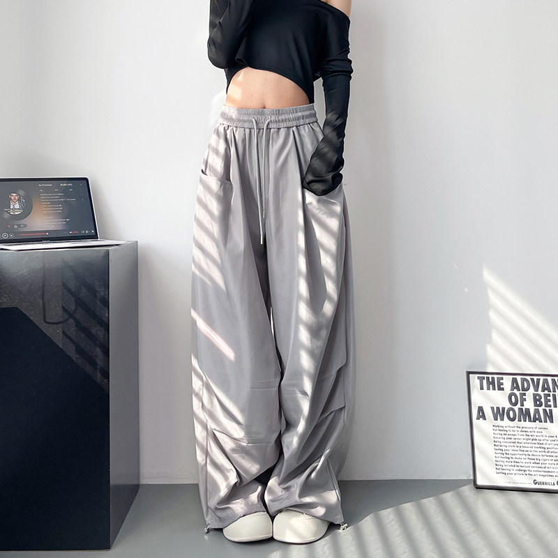 工装阔腿裤女秋季胖mm高腰抽绳拖地裤子大码宽松遮腹显瘦休闲裤,女装/女士精品,大码裤装,淘宝优惠券,粉丝福利购,淘宝优惠卷