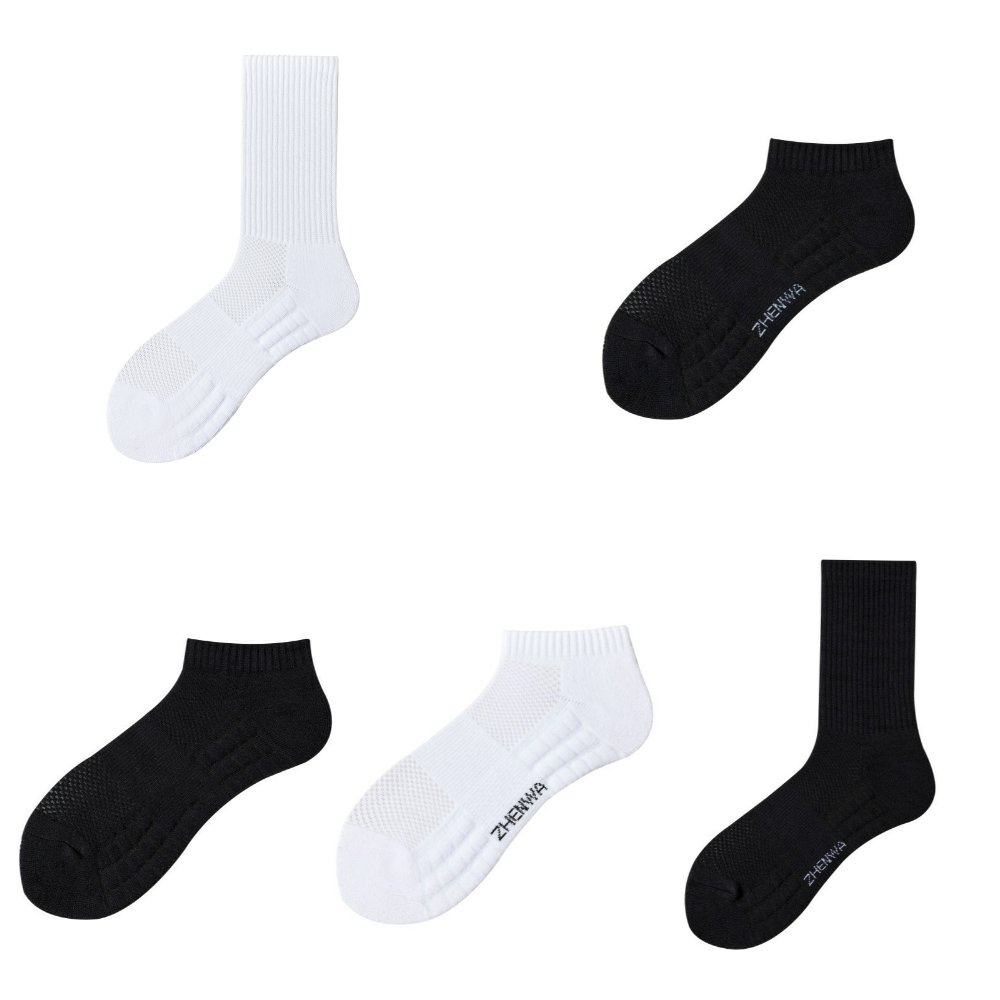男士毛巾袜跑步专业运动袜吸汗透气网眼白色中筒袜子纯色篮球短袜