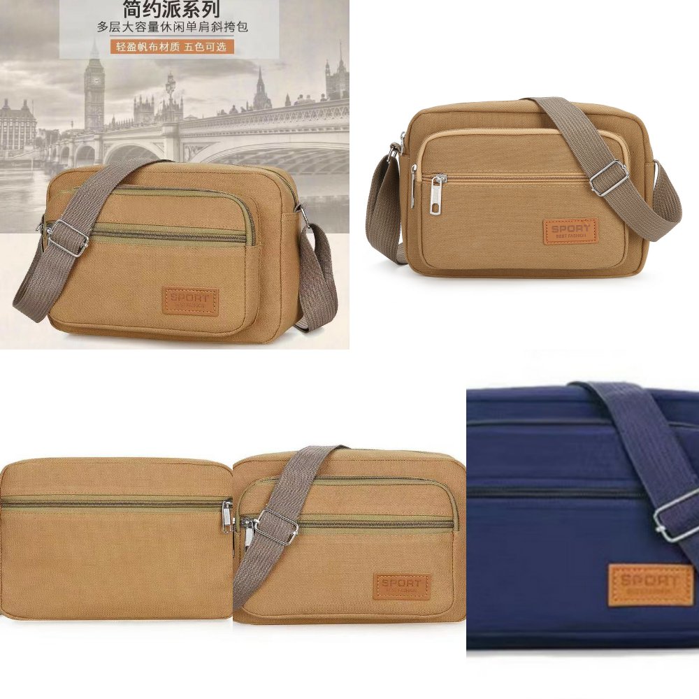 新款帆布生意收钱包男士单肩包通