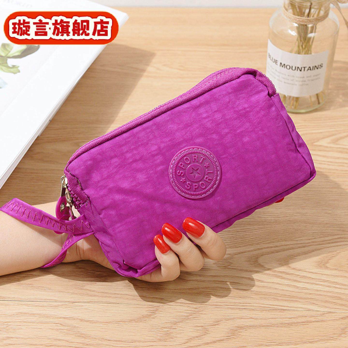 韩版布艺手拿零钱包女士长款时尚三层拉链大容量大屏手机钥匙包袋