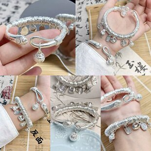 吉言平安锁铃铛猫爪盘缠手镯时尚百搭清新精致感节日礼物小众