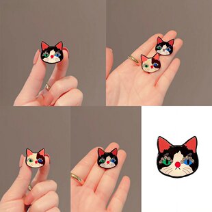 新款 精致小巧猫咪胸针女秋冬毛衣别针配饰设计感镶钻大衣领口胸