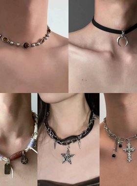 芒星双层项链男款潮毛衣链轻奢小众设计感嘻哈风情侣男生女锁骨链