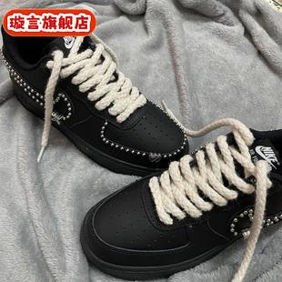 腰果花编织风格米色鞋带棉麻编制定染工艺粗糙麻绳鞋带不含包