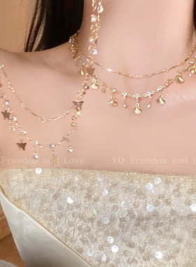 蓝色锆石贝壳轻奢首饰套链