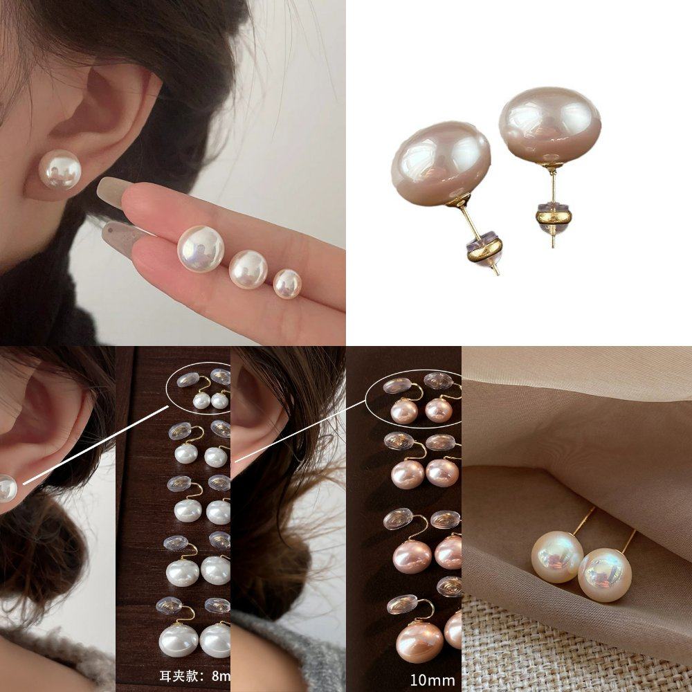 馒头粉光奶白珍珠耳钉女S925纯银银针小众感百搭新品耳饰,饰品/流行首饰/时尚饰品新,耳钉,淘宝优惠券,粉丝福利购,淘宝优惠卷